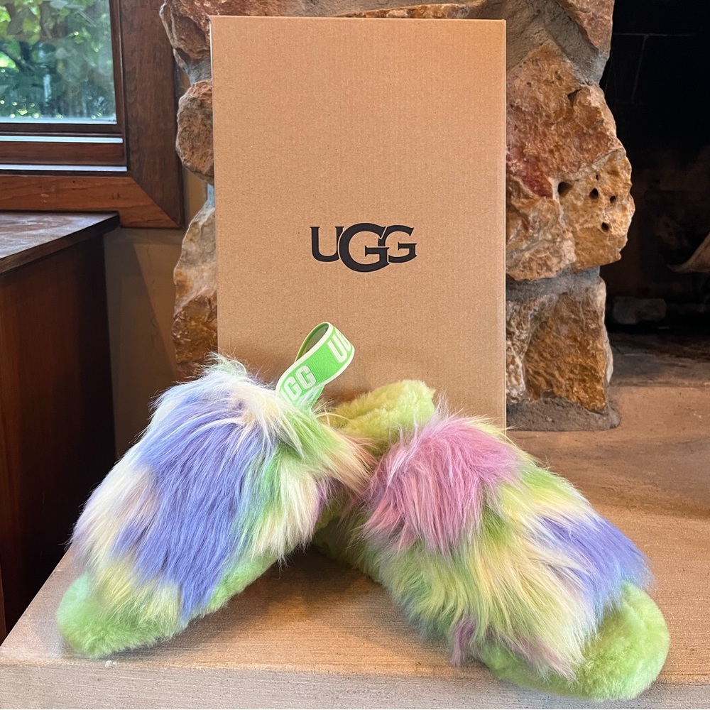 🎉Host Pick x2!🎉NIB - Women’s UGG Fluff Yea Slide - Tie Dye Size 8